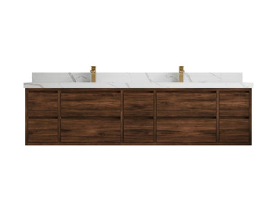 Madison Floating Teak 84 in. W x 22 in. D Double Sink Bathroom Vanity - Willow Bath and Vanity