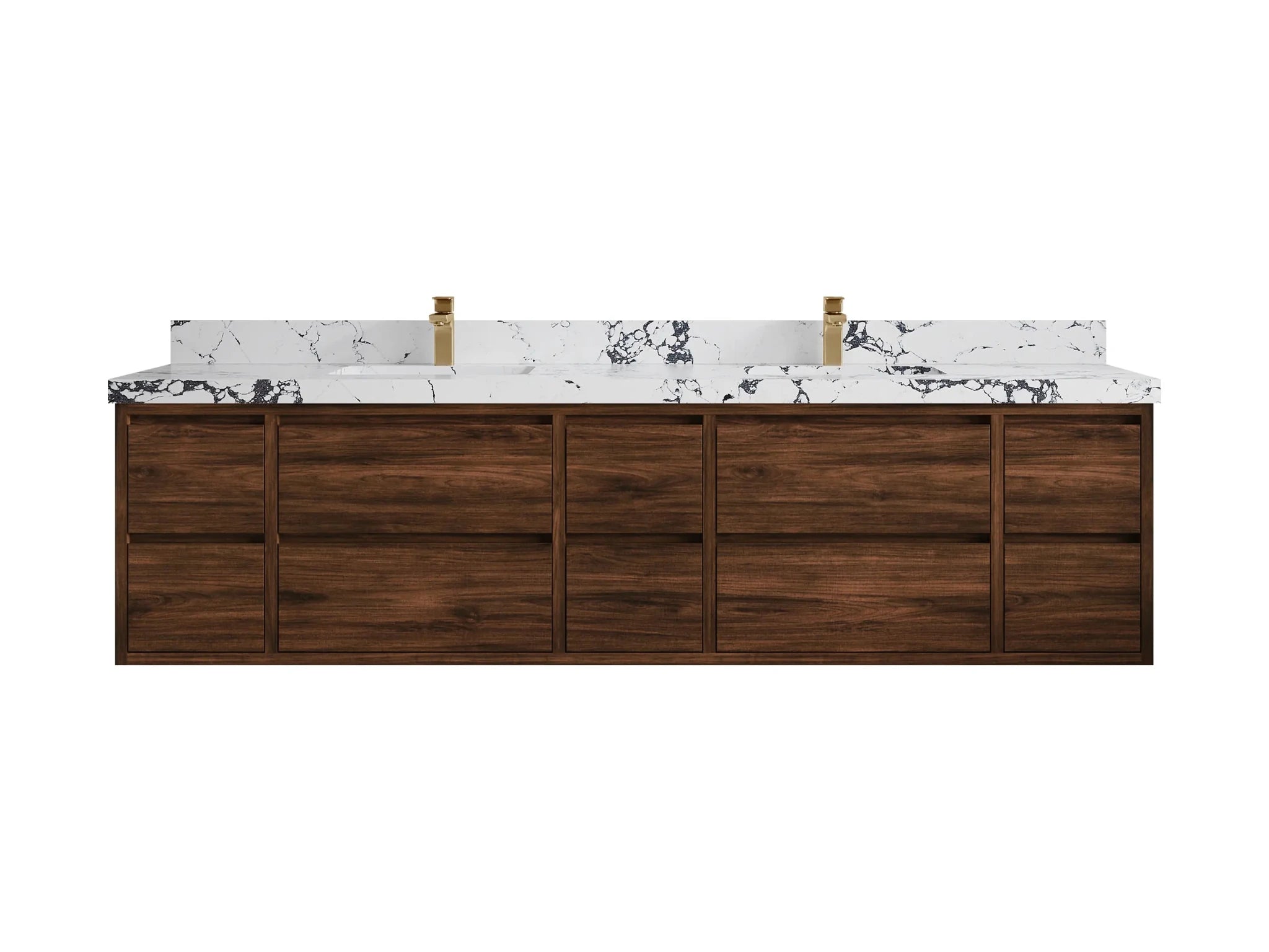 Madison Floating Teak 84 in. W x 22 in. D Double Sink Bathroom Vanity - Willow Bath and Vanity