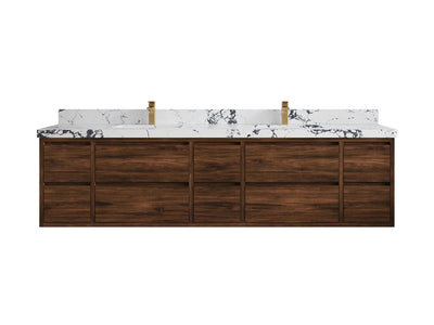 Madison Floating Teak 84 in. W x 22 in. D Double Sink Bathroom Vanity - Willow Bath and Vanity