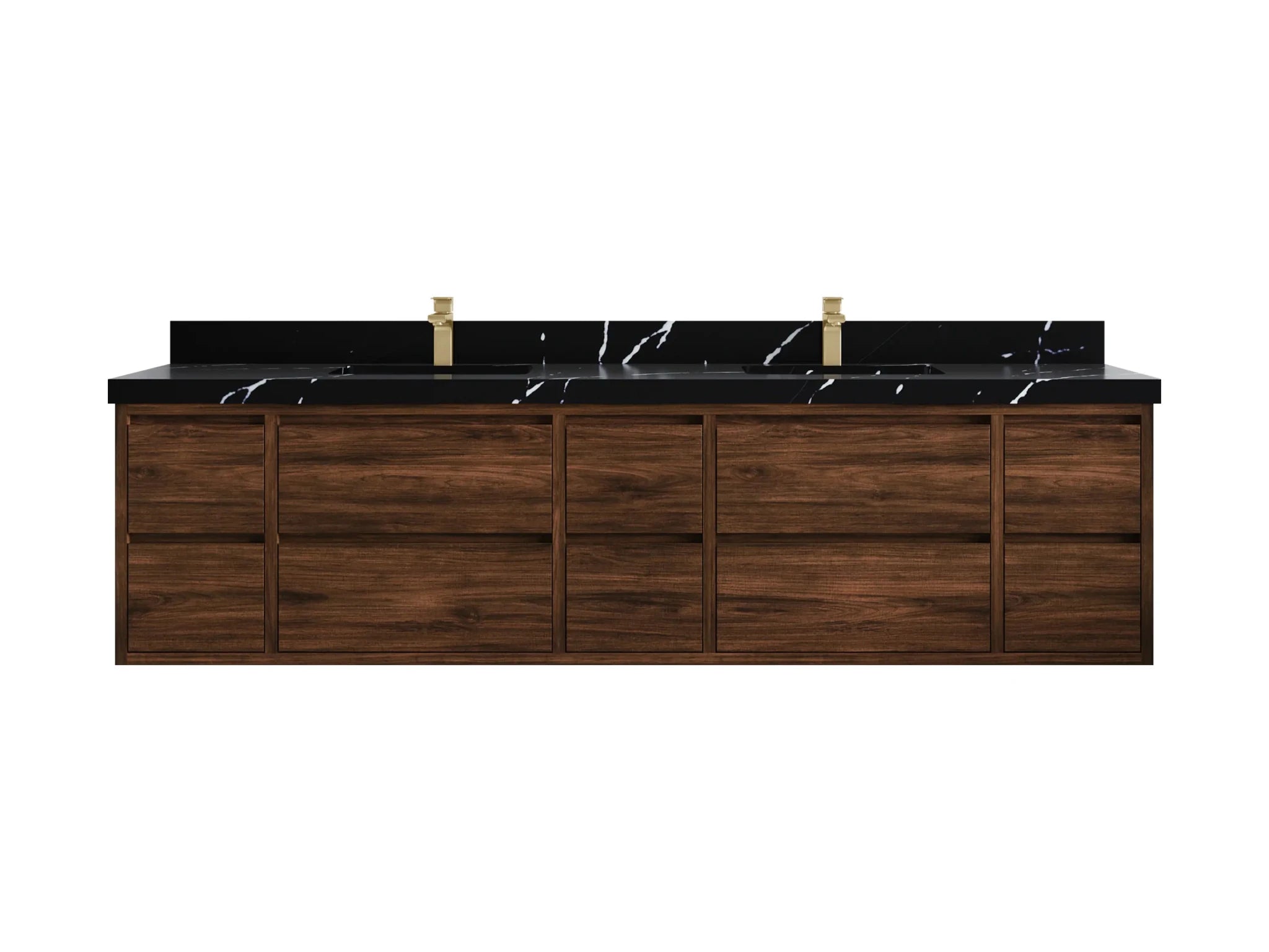 Madison Floating Teak 84 in. W x 22 in. D Double Sink Bathroom Vanity - Willow Bath and Vanity