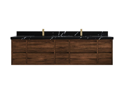 Madison Floating Teak 84 in. W x 22 in. D Double Sink Bathroom Vanity - Willow Bath and Vanity