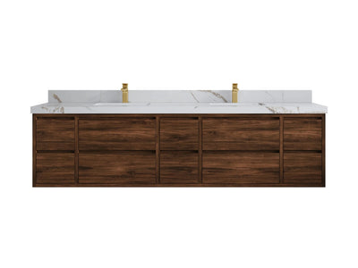 Madison Floating Teak 84 in. W x 22 in. D Double Sink Bathroom Vanity - Willow Bath and Vanity