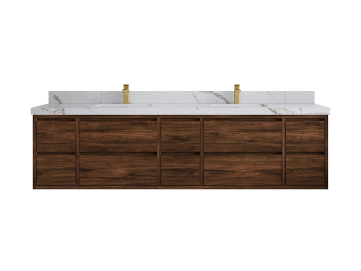Madison Floating Teak 84 in. W x 22 in. D Double Sink Bathroom Vanity - photo 19