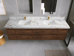 Madison Floating Teak 84 in. W x 22 in. D Double Sink Bathroom Vanity - photo 45