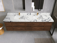 Madison Floating Teak 84 in. W x 22 in. D Double Sink Bathroom Vanity - photo 47