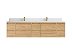 Madison Floating Teak 84 in. W x 22 in. D Double Sink Bathroom Vanity - photo 16