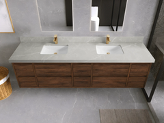 Madison Floating Teak 84 in. W x 22 in. D Double Sink Bathroom Vanity - photo 36
