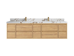 Madison Floating Teak 84 in. W x 22 in. D Double Sink Bathroom Vanity - photo 20
