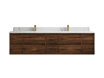 Madison Floating Teak 84 in. W x 22 in. D Double Sink Bathroom Vanity - Willow Bath and Vanity