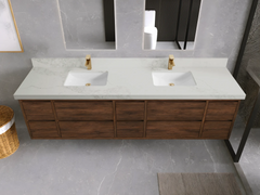 Madison Floating Teak 84 in. W x 22 in. D Double Sink Bathroom Vanity - photo 22