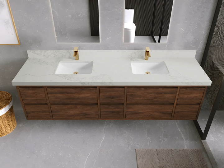 Madison Floating Teak 84 in. W x 22 in. D Double Sink Bathroom Vanity - photo 22