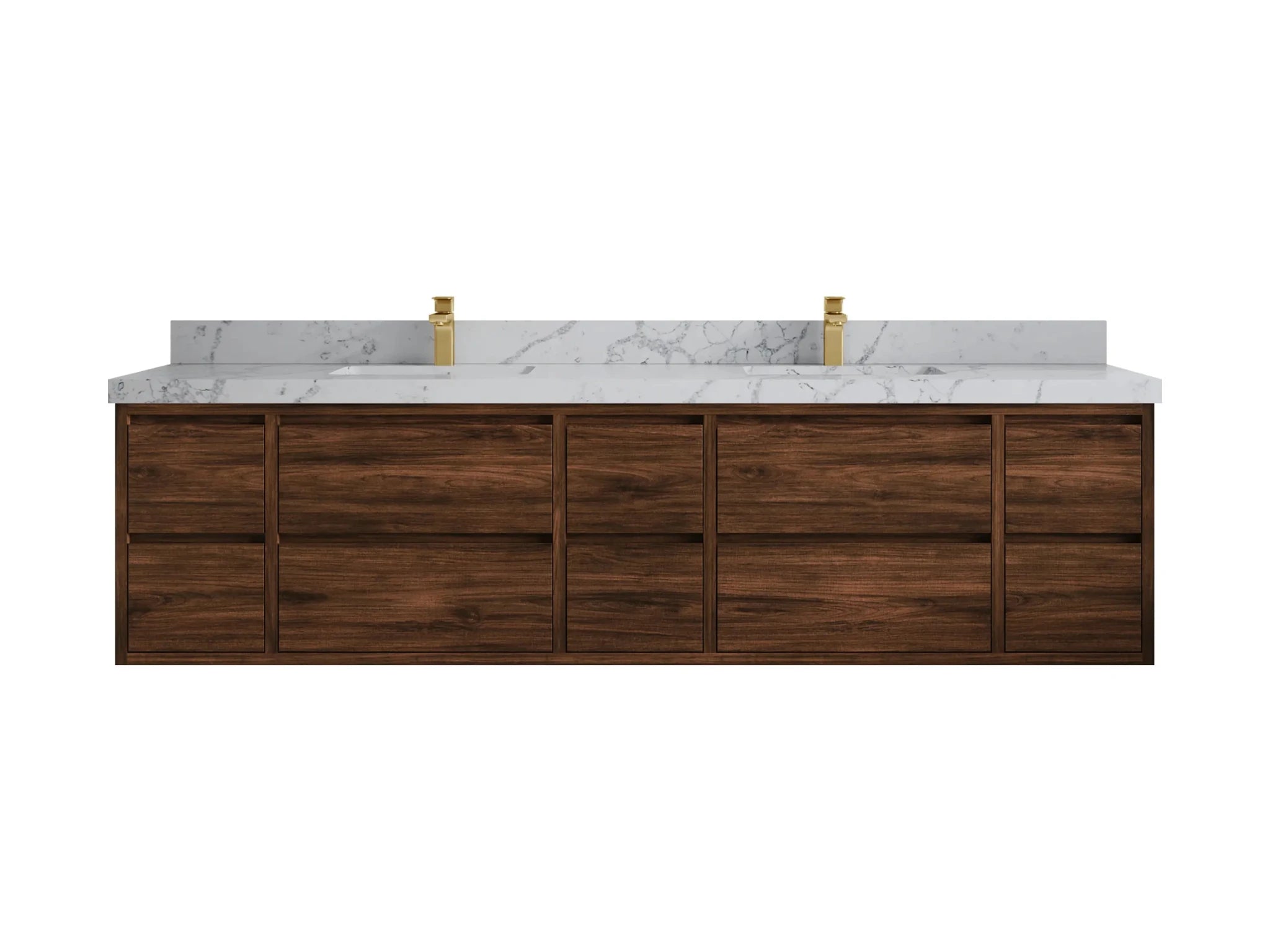 Madison Floating Teak 84 in. W x 22 in. D Double Sink Bathroom Vanity - Willow Bath and Vanity