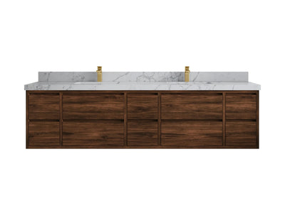 Madison Floating Teak 84 in. W x 22 in. D Double Sink Bathroom Vanity - Willow Bath and Vanity