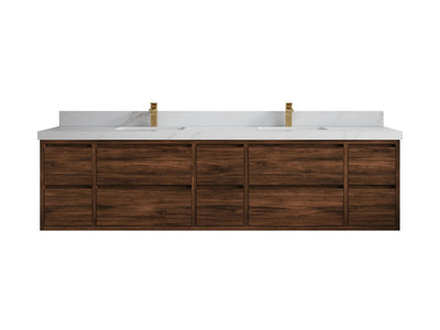 Madison Floating Teak 84 in. W x 22 in. D Double Sink Bathroom Vanity - Willow Bath and Vanity