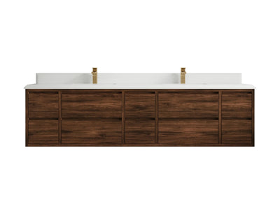 Madison Floating Teak 84 in. W x 22 in. D Double Sink Bathroom Vanity - Willow Bath and Vanity