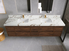Madison Floating Teak 84 in. W x 22 in. D Double Sink Bathroom Vanity - photo 43