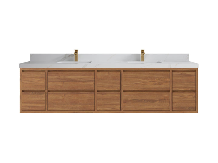 Madison Floating Teak 84 in. W x 22 in. D Double Sink Bathroom Vanity - photo 30