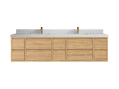 Madison Floating Teak 84 in. W x 22 in. D Double Sink Bathroom Vanity - photo 11