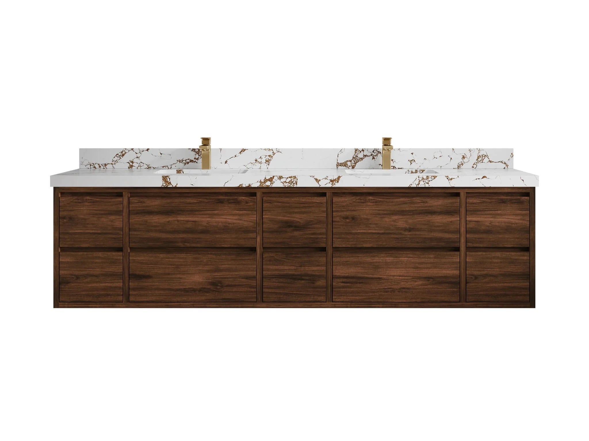 Madison Floating Teak 84 in. W x 22 in. D Double Sink Bathroom Vanity - Willow Bath and Vanity