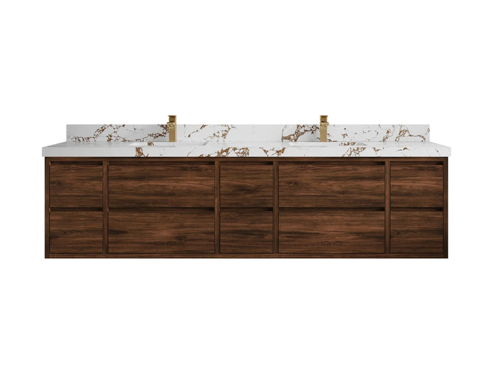 Madison Floating Teak 84 in. W x 22 in. D Double Sink Bathroom Vanity - photo 44