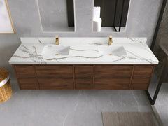 Madison Floating Teak 84 in. W x 22 in. D Double Sink Bathroom Vanity - photo 18
