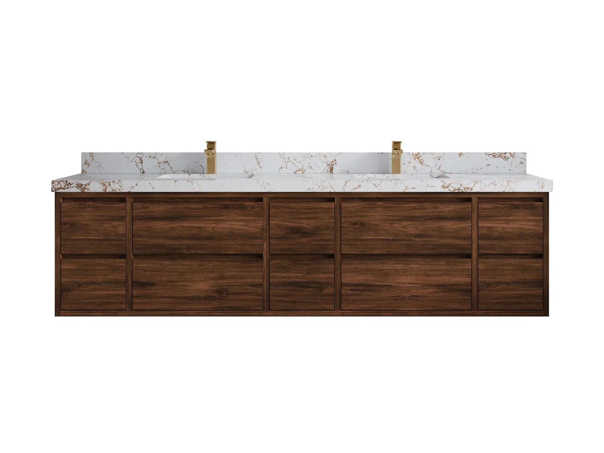 Madison Floating Teak 84 in. W x 22 in. D Double Sink Bathroom Vanity - Willow Bath and Vanity
