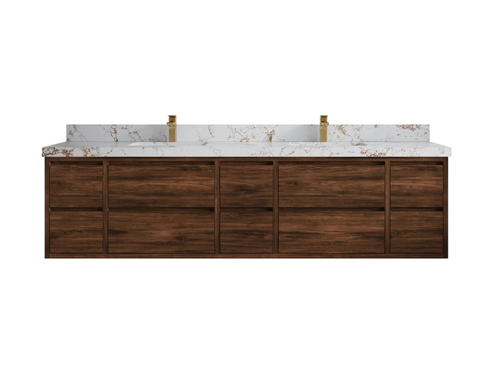 Madison Floating Teak 84 in. W x 22 in. D Double Sink Bathroom Vanity - photo 46