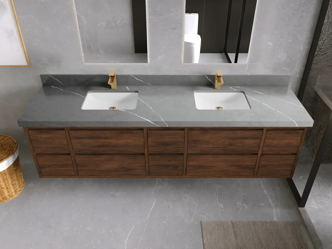 Madison Floating Teak 84 in. W x 22 in. D Double Sink Bathroom Vanity | 
              
                Dark Walnut Finish Teak
                
                  
             - MDS_TK_FLT_WLN_CA_PZ_84 - photo №39