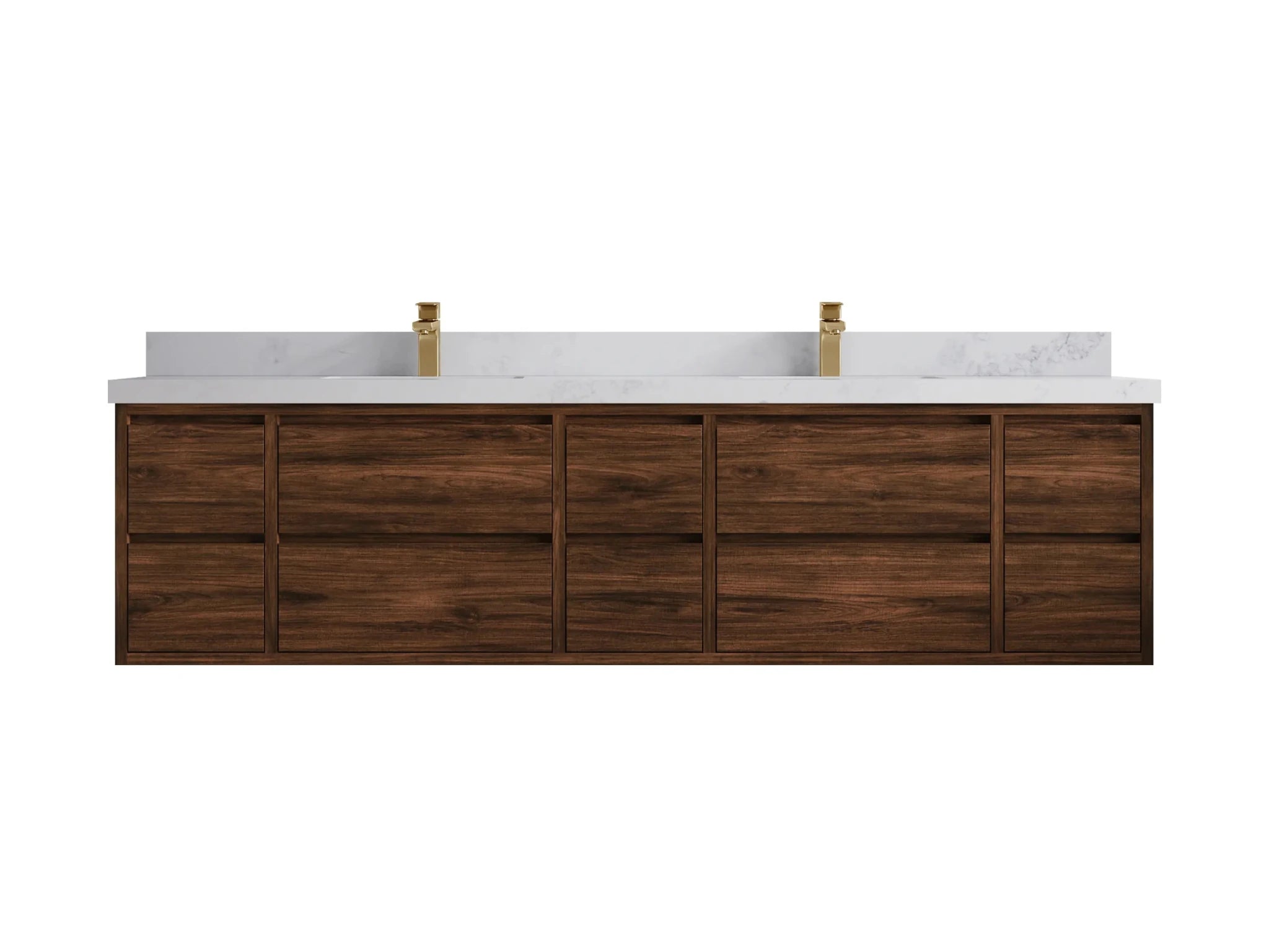 Madison Floating Teak 84 in. W x 22 in. D Double Sink Bathroom Vanity - Willow Bath and Vanity