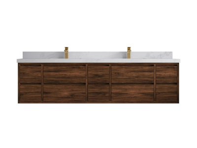 Madison Floating Teak 84 in. W x 22 in. D Double Sink Bathroom Vanity - Willow Bath and Vanity