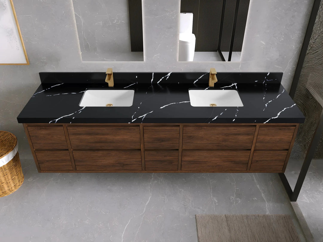 Madison Floating Teak 84 in. W x 22 in. D Double Sink Bathroom Vanity | 
              
                Dark Walnut Finish Teak
                
                  
             - MDS_TK_FLT_WLN_CA_PZ_84 - photo №16