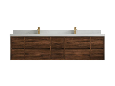 Madison Floating Teak 84 in. W x 22 in. D Double Sink Bathroom Vanity - Willow Bath and Vanity