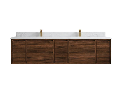 Madison Floating Teak 84 in. W x 22 in. D Double Sink Bathroom Vanity - Willow Bath and Vanity
