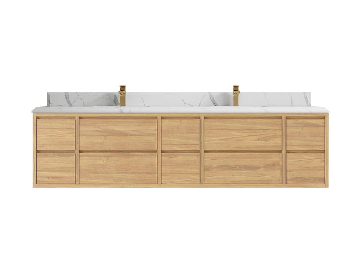 Madison Floating Teak 84 in. W x 22 in. D Double Sink Bathroom Vanity - photo 14