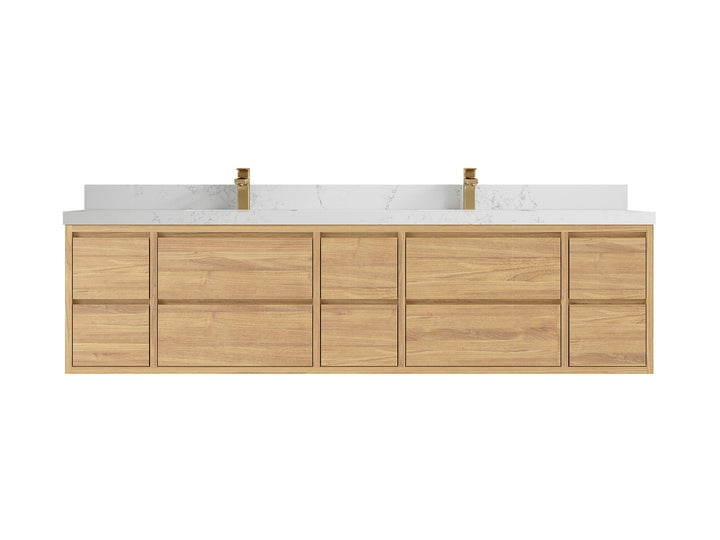 Madison Floating Teak 84 in. W x 22 in. D Double Sink Bathroom Vanity - photo 17
