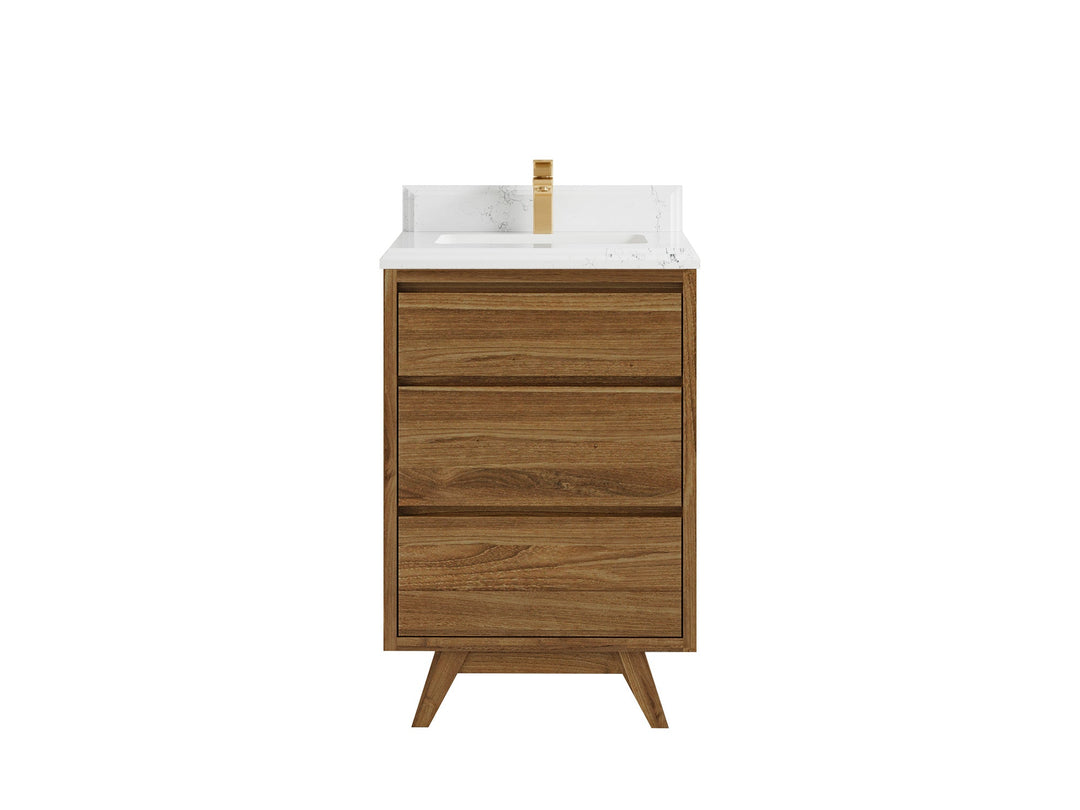 Madison Teak Wood 24 in. W x 22 in. D Single Sink Bathroom Vanity - Willow Bath and Vanity