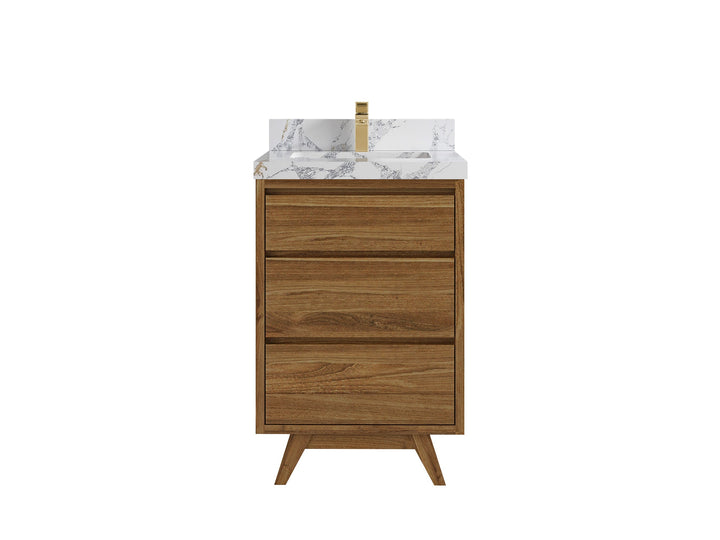 Madison Teak Wood 24 in. W x 22 in. D Single Sink Bathroom Vanity - photo 12