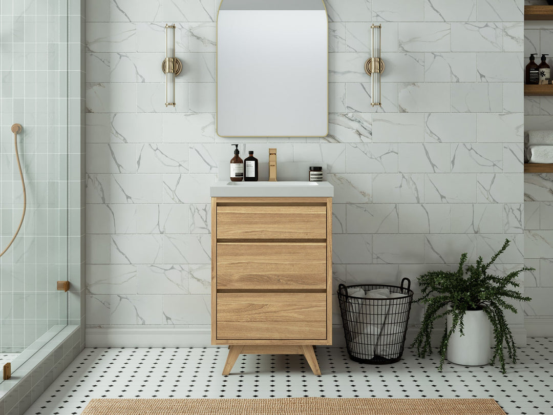 Madison Teak Wood 24 in. W x 22 in. D Single Sink Bathroom Vanity - Willow Bath and Vanity