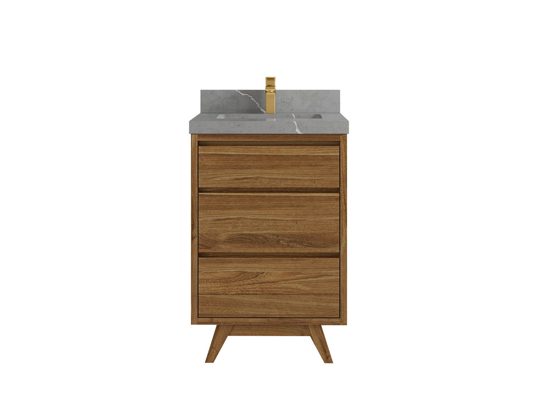 Madison Teak Wood 24 in. W x 22 in. D Single Sink Bathroom Vanity - Willow Bath and Vanity