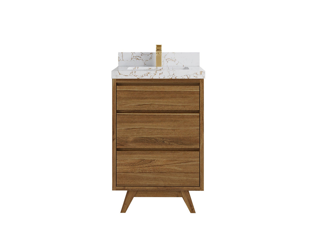 Madison Teak Wood 24 in. W x 22 in. D Single Sink Bathroom Vanity - Willow Bath and Vanity