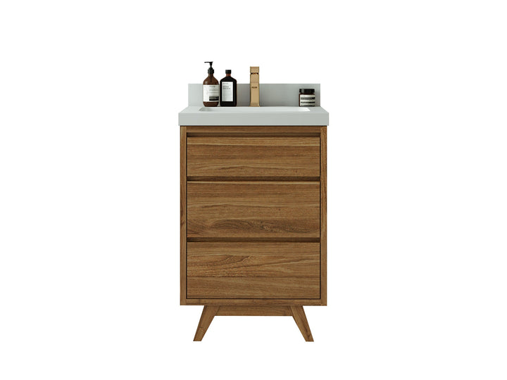 Madison Teak Wood 24 in. W x 22 in. D Single Sink Bathroom Vanity - photo 1