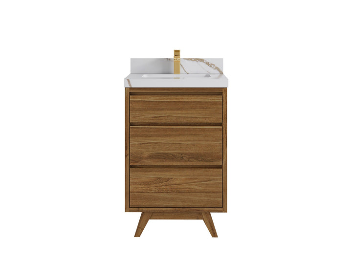 Madison Teak Wood 24 in. W x 22 in. D Single Sink Bathroom Vanity - photo 9