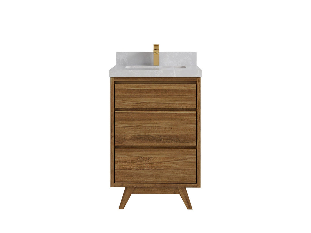 Madison Teak Wood 24 in. W x 22 in. D Single Sink Bathroom Vanity - Willow Bath and Vanity