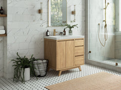 Madison Teak Wood 36 in. W x 22 in. D Left Offset Sink Bathroom Vanity - photo 2