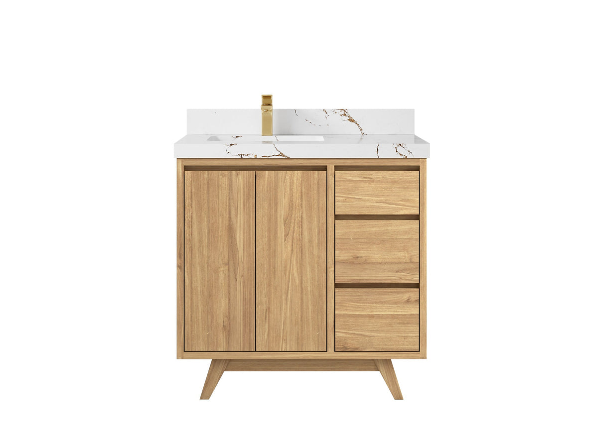 Madison Teak Wood 36 in. W x 22 in. D Left Offset Sink Bathroom Vanity - Willow Bath and Vanity