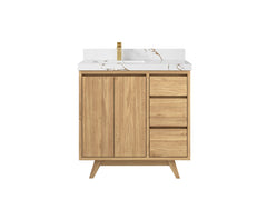 Madison Teak Wood 36 in. W x 22 in. D Left Offset Sink Bathroom Vanity - photo 23