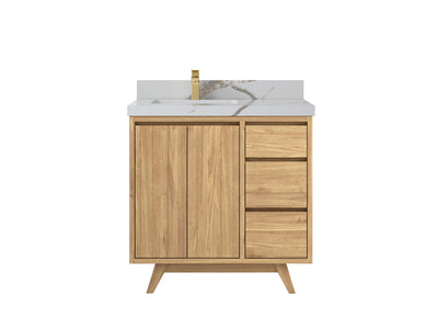 Madison Teak Wood 36 in. W x 22 in. D Left Offset Sink Bathroom Vanity - Willow Bath and Vanity
