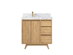 Madison Teak Wood 36 in. W x 22 in. D Left Offset Sink Bathroom Vanity - photo 21