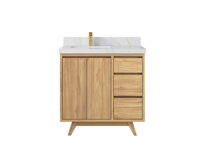 Madison Teak Wood 36 in. W x 22 in. D Left Offset Sink Bathroom Vanity - Willow Bath and Vanity