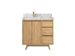 Madison Teak Wood 36 in. W x 22 in. D Left Offset Sink Bathroom Vanity - photo 24